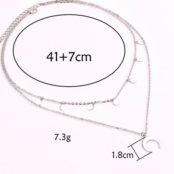 Silver Multilayer Crescent Moon Necklace - Picture 2 of 3